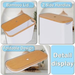 Organizador de Papel Higiénico al por Mayor con Tapa de Bambú, Cesta Plegable para Baño - Product Image 3