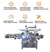 Machine d'étiquetage automatique pneumatique PLC pour bouteilles plates à double face avec étiquettes en papier pour bouteilles carrées
