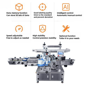 Machine d'étiquetage automatique pneumatique PLC pour bouteilles plates à double face avec étiquettes en papier pour bouteilles carrées - Product Image 3