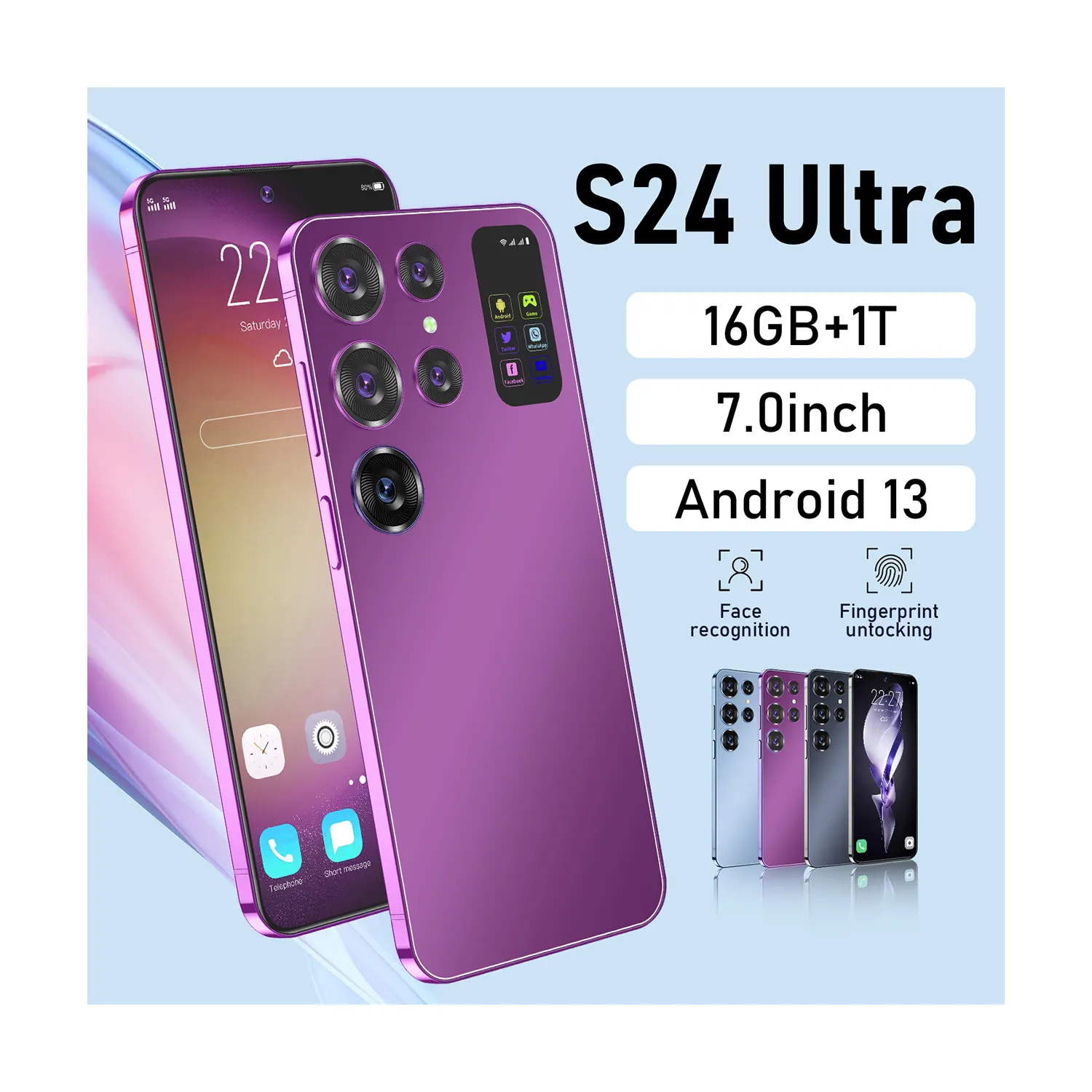 S24 Siêu Android 13.0 Hot Bán 16GB + 512GB Điện Thoại 7.3Inch 5G Điện Thoại Điện Thoại Di Động