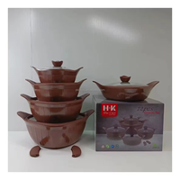 Ensemble de casseroles en granit, marbre noir, aluminium, 12 pièces, antiadhésif