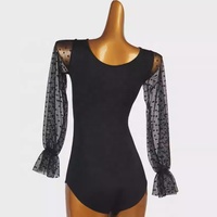 Robe de danse latine à col en V imprimée, manches lanternes, tenue de yoga et de gymnastique pour femmes