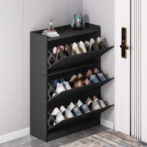 Scarpiera nera multistrato Ultra sottile in legno, - Product Image 2