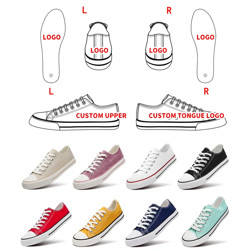 XRH Chinese Factory Women's Classic White Canvas Sneakers Shoes Custom Womens Canvas Trendy Shoes For Womens