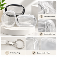 Sac de rangement portable mini transparent avec fermeture éclair - Organisateur de câbles peu encombrant pour écouteurs et chargeurs, polyvalent avec boucle porte-clés pratique