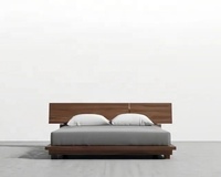 Lit plateforme scandinave en chêne massif sculpté à la main, mobilier de chambre nordique, lit double moderne et simple avec rangement, luxe