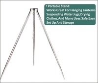 Outils de Camping portables en acier inoxydable, avec trépied, plaque en chaîne pour les ustensiles de cuisine de Camping en plein air