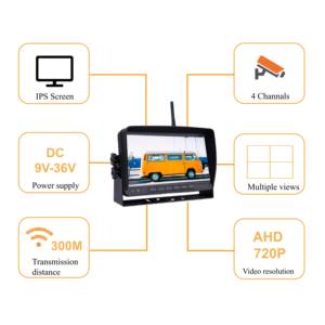 Heavy duty 720p 7 pouces dvr moniteur sans fil tracteur chariot élévateur grue camion bus moniteur système de caméra sans fil - Product Image 2