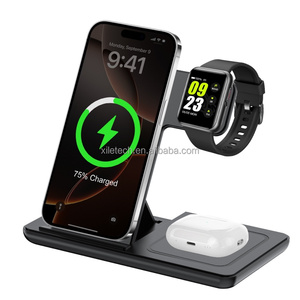 แท่นชาร์จไร้สายแม่เหล็ก 3 in 1 อะแดปเตอร์ชาร์จไร้สายสำหรับ <span class=keywords><strong>iPhone</strong></span> 17 16 15 สำหรับ Samsung 26 25U สำหรับนาฬิกาและหูฟัง - Product Image 1