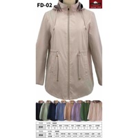 Veste coupe-vent réversible HDJ FD-02 pour femme, grande taille, longue, à capuche, avec fermeture éclair, style utilitaire, automne