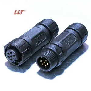 LLT M12 Small 2 3 4 5 6 7 8 pin IP67 IP68 Aviation Plug Socket Waterproof Connector Male & Female Butt Joint