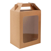 Boîte d'expédition rigide en papier kraft personnalisée avec poignée et fenêtre pour emballage cadeau, gaufrage, bronzage et pelliculage mat, livraison rapide