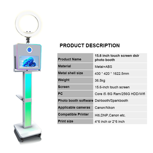 Dễ dàng thiết lập & miễn phí tùy chỉnh Logo Led ánh sáng 15.6 inch màn hình cảm ứng kiosk Selfie photobooth DSLR ảnh gian hàng - Product Image 2