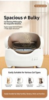 Bac à litière pour chat intelligent, électrique, écologique, durable, extra large 76L, convient aux chats corpulents, commande à distance par application, fonction de démarrage automatique avec retard.