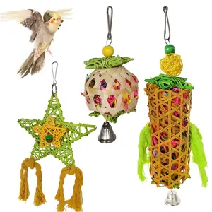 Brinquedos para Pássaros Brinquedos 3 Set Cage Swing Chewing Toy Colorido Pendurado Escada De Escalada De Bambu para Parakeet Conure