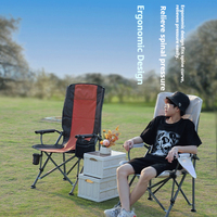 Chaise de pêche et de plage pliable confortable pour l'extérieur, légère et portable avec accoudoirs, porte-gobelet et sac de rangement en Oxford