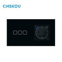CNSKOU 16A Enchufe de Pared Inteligente WiFi con Marco de Doble Cristal, Estándar Europeo Nuevo, Enchufe Eléctrico Alemán Tuya