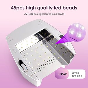 Lâmpada <span class=keywords><strong>UV</strong></span> LED Recarregável Profissional Yaqin 135W de Nível Salão, Logo Personalizado, 5200mAh Sem Fio, para Esmalte e Técnico de Unhas, Metal e Plástico - Product Image 2