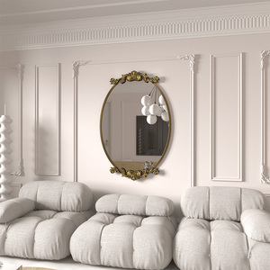 Espejo de pared ovalado de Metal Vintage con diseño de espejo real antiguo para restaurante, sala de estar, decoración del hogar, producto de Navidad - Product Image 1