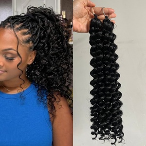 Extensiones de Cabello Tejidas a Crochet con Fibra de Proteína Estilo Nudos Fantasma, Ondas Profundas, Rizos Birmanos, Suaves y Ondulados, Estilo Boho - Product Image 1
