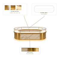 Vitrine autoportante pour bijoux et montres avec dessus en verre et éclairage LED pour centre commercial et magasin de détail