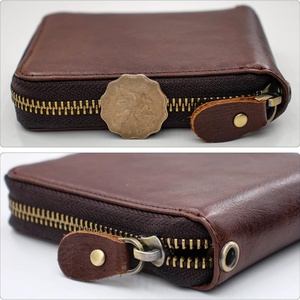 For Men's Vintage Chain <b>Wallet</b> Real Leather Zipper Bifold Short <b>RFID</b> Blocking Anti-Theft Coin Pocket Purse Travel - Product Image 6