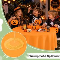 Nappe de table Trick or Treat ronde de 84 pouces, nappe imperméable orange pour la table de bonbons d'Halloween pour enfants