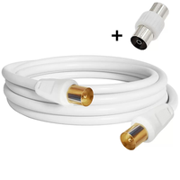 Câble RG59U 9,5 mm, adaptateur mâle-mâle, câble coaxial TV pour satellite, modem, décodeur, plaqué or