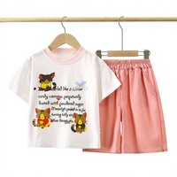 Ensemble Coton Manches Courtes Fille Prix de Gros – T-shirt et Short Élégant et Ample pour Bébé Fille – Tenue d'Été Vêtements Enfants