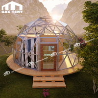 Maison dôme en verre 6M igloo en verre avec cadre en aluminium couleur bois et verre Low-e pour station de glamping