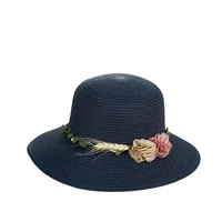 Chapeau de paille d'été élégant et personnalisable pour filles, ruban floral avec nœud de style pastoral pour les scènes de pêche en plein air, vente en gros