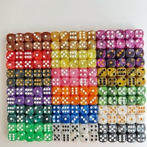 HIMORE Vente directe usine <span class=keywords><strong>Dés</strong></span> de casino en acrylique 16mm D6, points multicolores et design <span class=keywords><strong>à</strong></span> points pour jeux de société, lot de 10 - Product Image 1