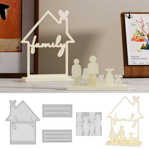 Molde de resina decorativo familiar creativo, diseño ahuecado con perro y gato para artículo decorativo de yeso - Product Image 2