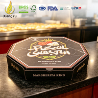 Boîte à pizza octogonale noire personnalisée avec logo de marque, en carton ondulé imprimé, pour emballage alimentaire à emporter, Caja De Pizza Negra