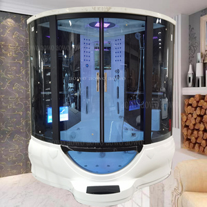 Boîte de sauna à vapeur humide de luxe American Corner haute qualité cadre en verre inoxydable salle de bain industrie utilisation avec TV seks film regarder - Product Image 1
