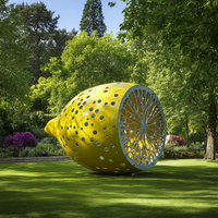 Sculpture géante en acier inoxydable poli miroir, creuse, en forme de citron, pour installation artistique en ville, jardin ou centre commercial