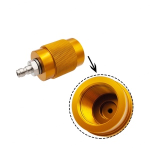 Adaptador de Aleación de Aluminio Dorado G5/8 BSPP DIN 300 Bar para Válvula de Estación de Carga de Herramientas de Buceo con Conexión Rápida Macho de 8mm - Product Image 1