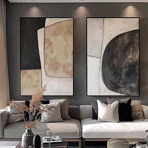 Personalizzare incorniciato naturale Beige marrone nero strutturato fatto a mano tela astratta arte della parete decorazione pittura a olio per la casa soggiorno - Product Image 1
