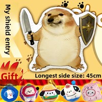 Coussin en peluche amusant Chien Épée et Bouclier, Jouet en peluche Chiot Shiba Inu, Poupée à câliner pour dormir, Cadeau d'anniversaire 31cm-50cm Unisexe