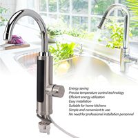 Robinet chauffe-eau électrique instantané sans réservoir en acier inoxydable avec capteur tactile, affichage numérique LED, montage sur plan de travail, moderne