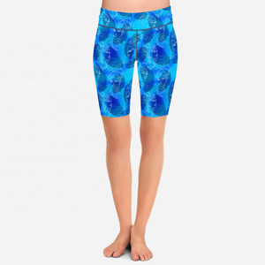 Venta al por mayor Mujeres Correr Palmeras Impreso Transpirable Secado rápido Yoga Leggings Spandex Deportes Cintura alta Yoga <span class=keywords><strong>Biker</strong></span> Shorts - Product Image 4