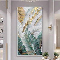 Vente en gros usine : Tableau mural Pop Art pour salon, impression HD abstraite, motif feuille florale, peinture en porcelaine cristalline 3D encadrée