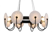 Lustre de chambre minimaliste italien en albâtre, modèle de designer, lampe de style chinois, éclairage créatif en forme de ligne de pêche