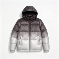 Blouson matelassé pour homme, gris dégradé, à capuche, chaud, doux, isolé, imperméable, avec poches zippées, grande taille, mode, vente en gros