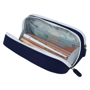 Custom Double Layer Large Capacity Pencil Case with Mesh Pocket, Wholesale Canvas Stationery <b>Bag</b> for <b>School</b> Office, OEM Factory - Product Image 5