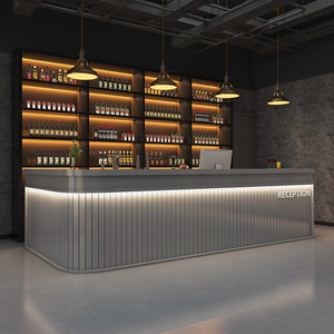 Hiện đại LED ánh sáng bàn tiếp tân cho cà phê công ty cửa hàng thanh phía trước hiển thị thiết kế; thu ngân truy cập giới thiệu hiển thị cửa hàng thiết kế - Product Image 4