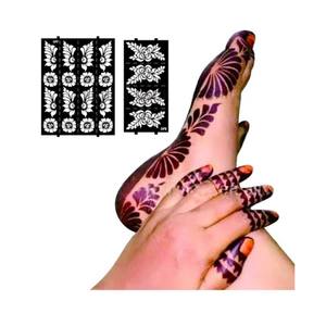 Adesivi per Tatuaggi Temporanei all'Henné a Motivo Floreale Stile Indiano, Stencil Impermeabili per <span class=keywords><strong>Mani</strong></span> e Piedi - Product Image 6