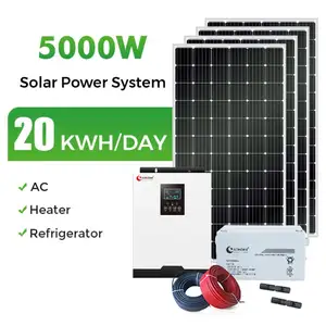 ชุด2KW ระบบแผงโซลาร์เซลล์ RV ชุด2.5kw 2KVA 5000W ระบบอินเวอร์เตอร์พลังงานแสงอาทิตย์3KVA 3kW 5KW ครบชุดสำหรับบ้านพร้อมแบตเตอรี่