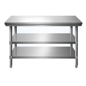 Espacio higiénico duradero que utiliza mesa de trabajo de cocina de tres niveles de acero inoxidable para cocinas comerciales e instituciones - Product Image 4