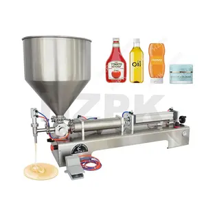 HZPK Piston Shampoo Cosmetic Cream Small Bottle Honey Semi Automatic Horizontal Pneumatic Jam Liquid Paste Filling Machine Price